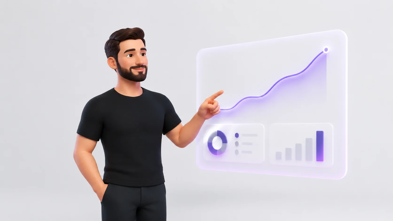 Equipe usando um novo sistema com confiança e um gráfico de evolução crescendo ao fundo, representando adoção e acompanhamento contínuo