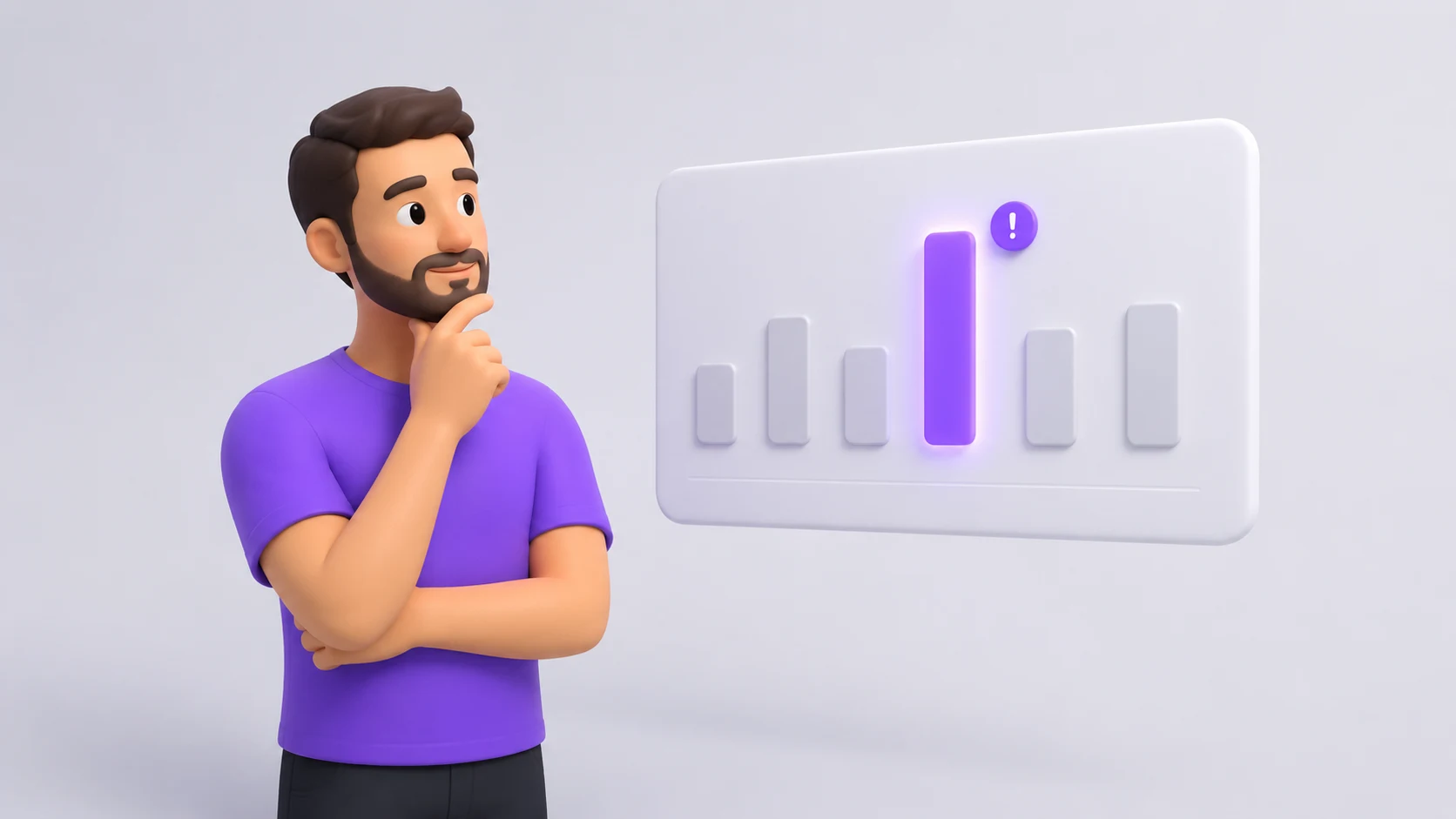 Pessoa observando um painel com um número de cancelamento de clientes destacado em tempo real e um alerta simples, representando a detecção rápida de um problema graças a um KPI automatizado